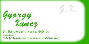 gyorgy kuncz business card